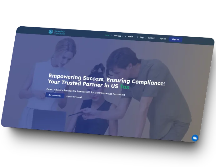 A screengrab of Tranquility Consulting's website